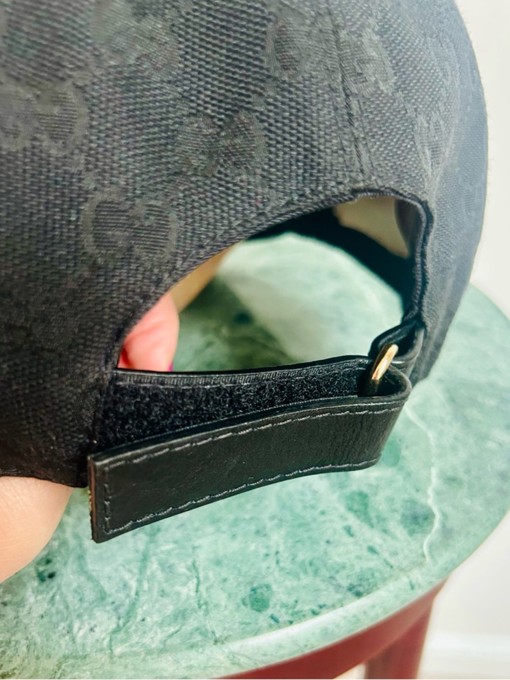 GucciGG Black Canvas Web Accent Baseball Cap with leather trim L Unisex - Picture 12 of 15